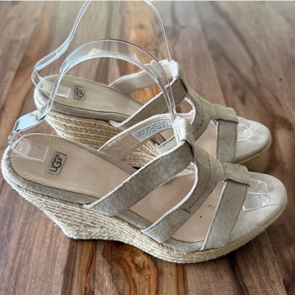 UGG Lucianna Marrakesh Cream Suede Espadrille Wedge Sandals 1000404 Womens 9